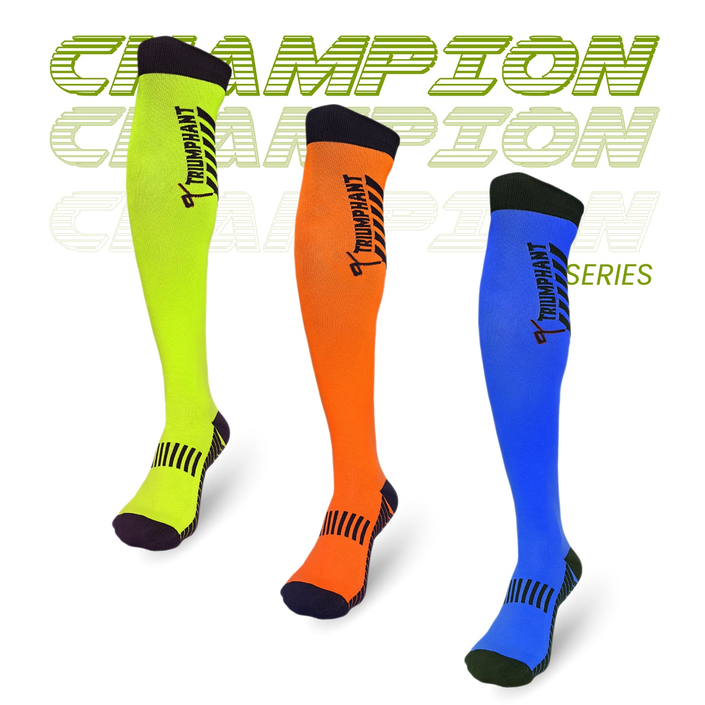 Pack of 3 - Multicoloured | Champion Series Performance Hockey Socks Knee High Length