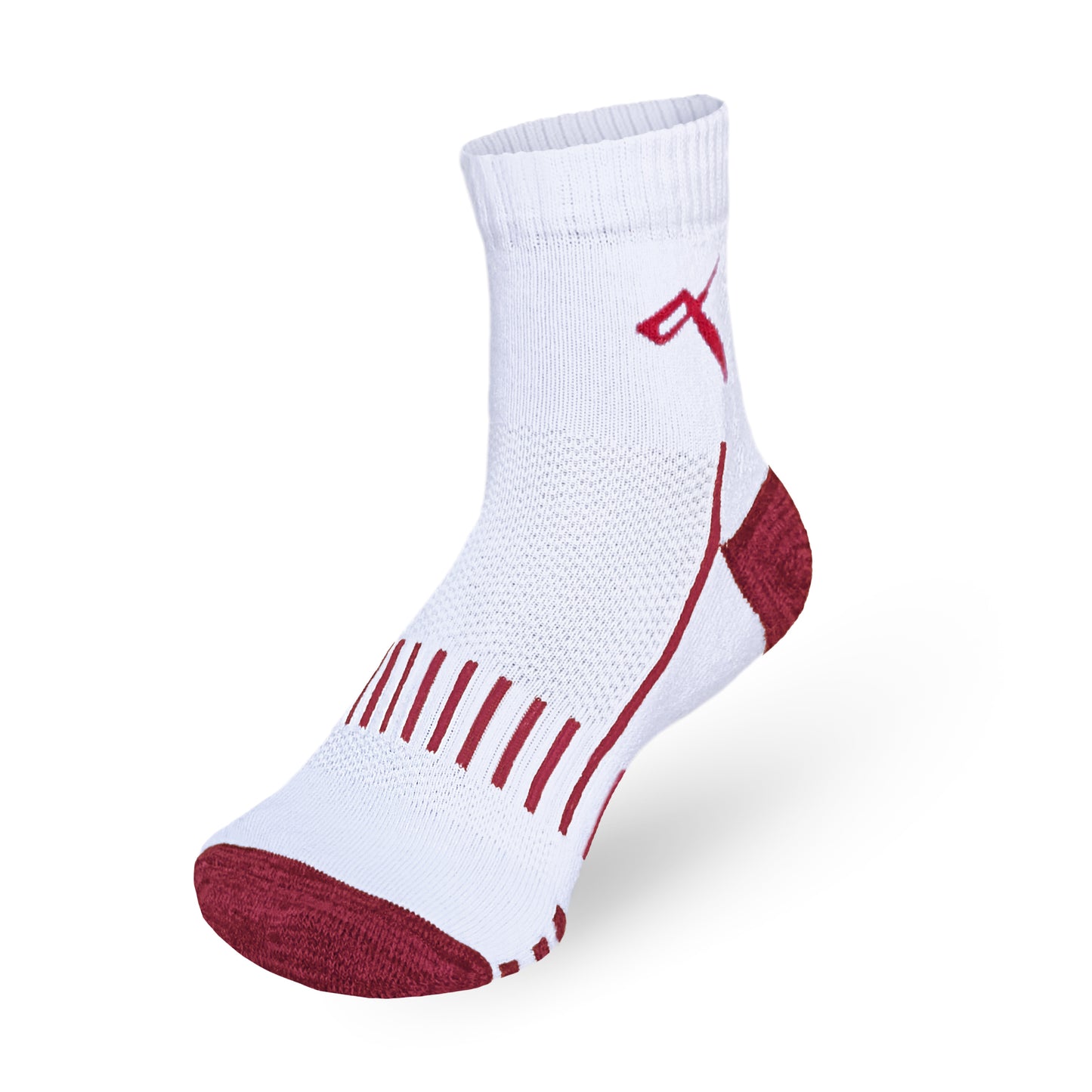 Champion Series Performance Badminton Socks Ankle Length White-Red Mesh image 1