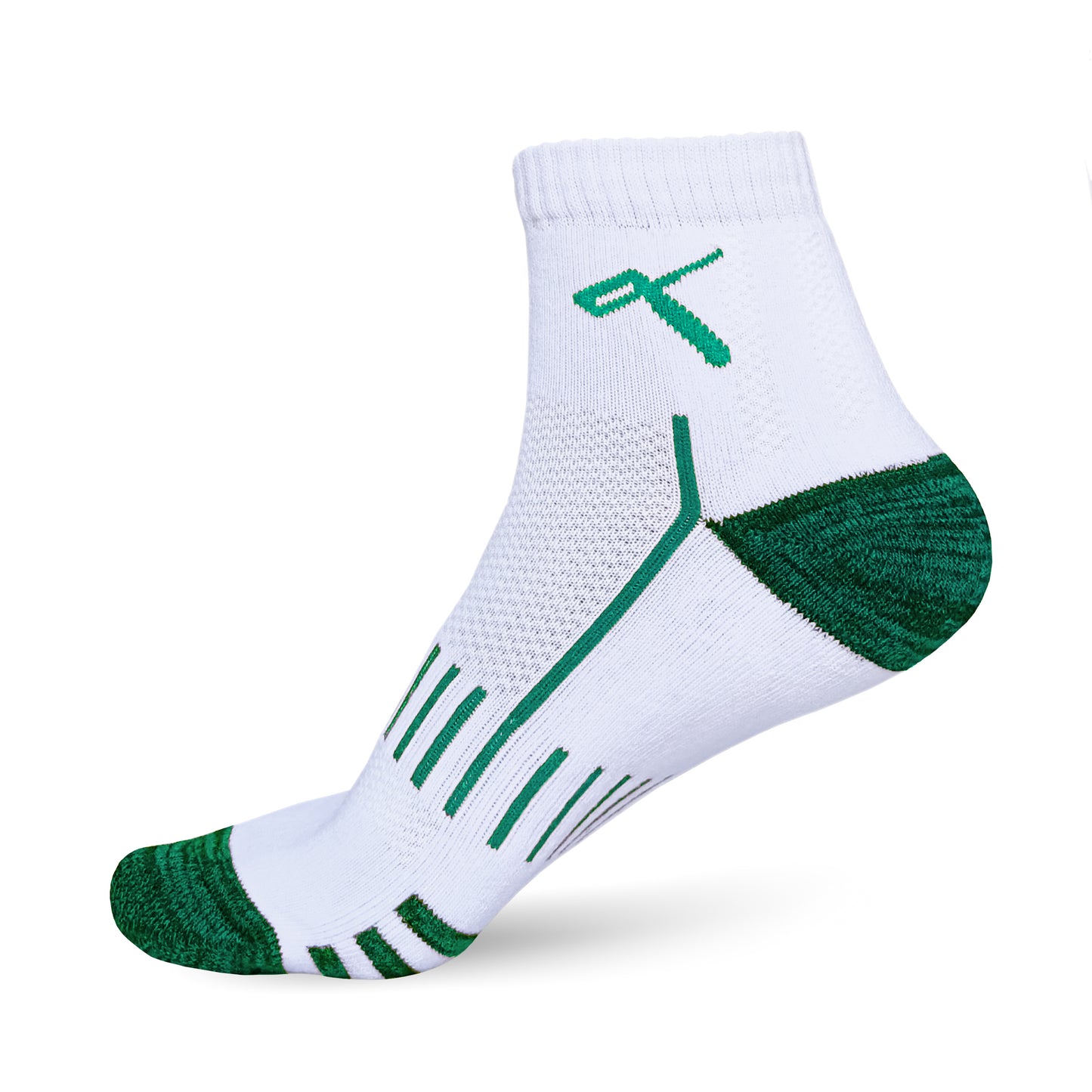 Champion Series Performance Badminton Socks Ankle Length White-Green Mesh Image 3