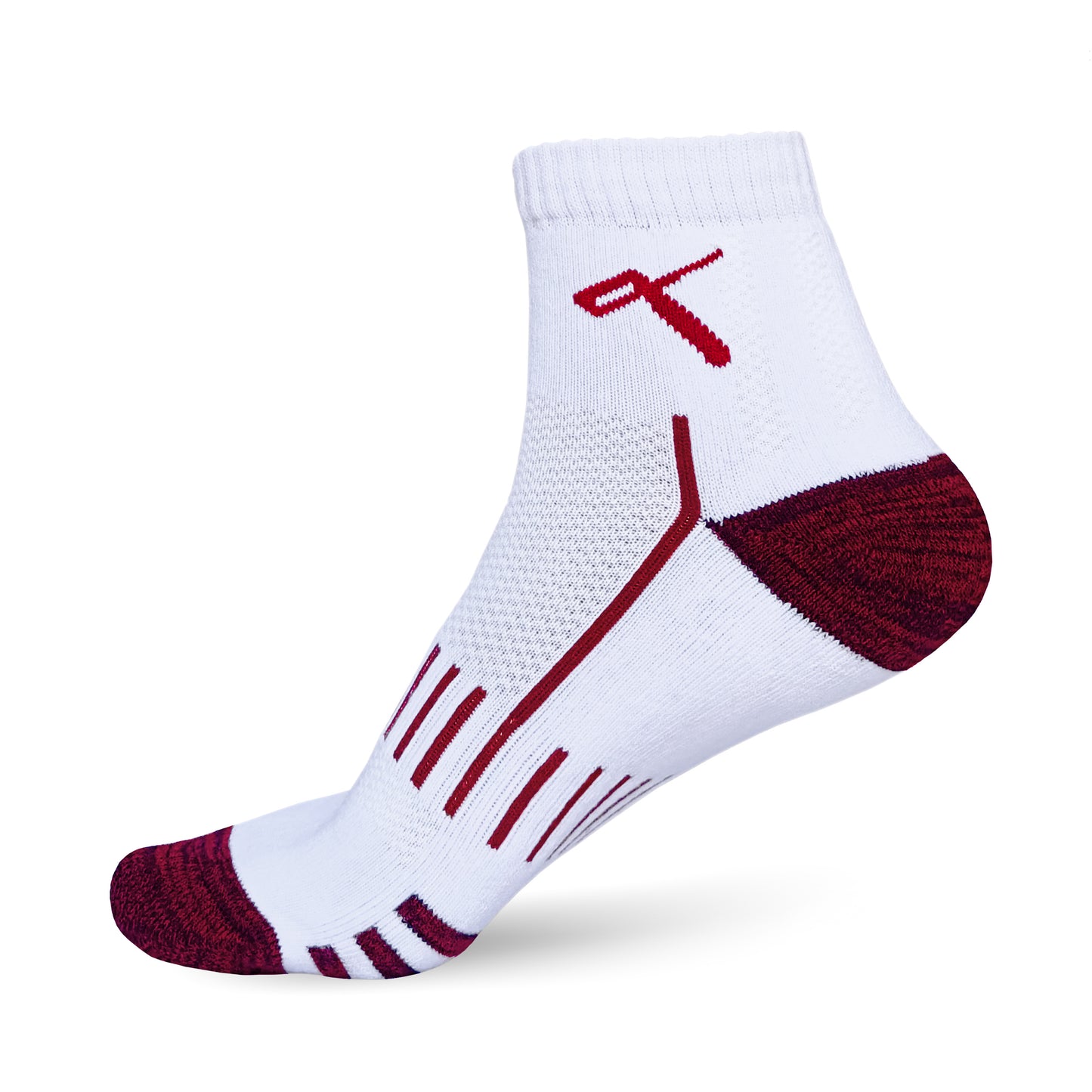 Champion Series Performance Badminton Socks Ankle Length White-Red Mesh image 3