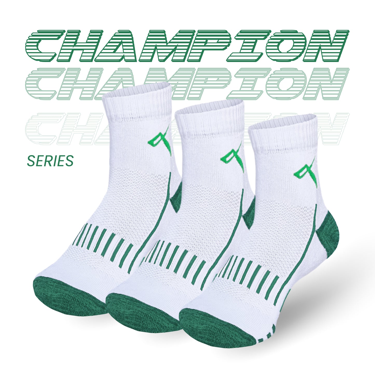 Buy sports socks pack of 3 online India, ankle-length cushioned design champion series