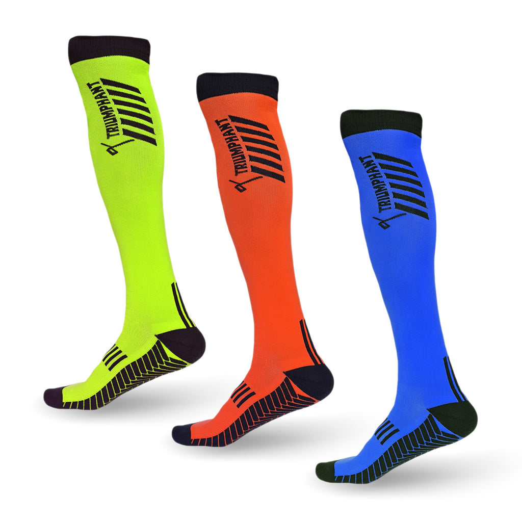 Pack of 3 - Multicoloured | Champion Series Performance Hockey Socks Knee High Length