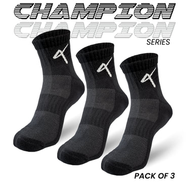 pack for 3 champion Series image of the Triumphant Sports Specialised Activewear Socks Champion Series Ankle Length Black image 1