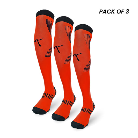 Pack of 3 - Red | X Series Performance Football Socks Knee High Length