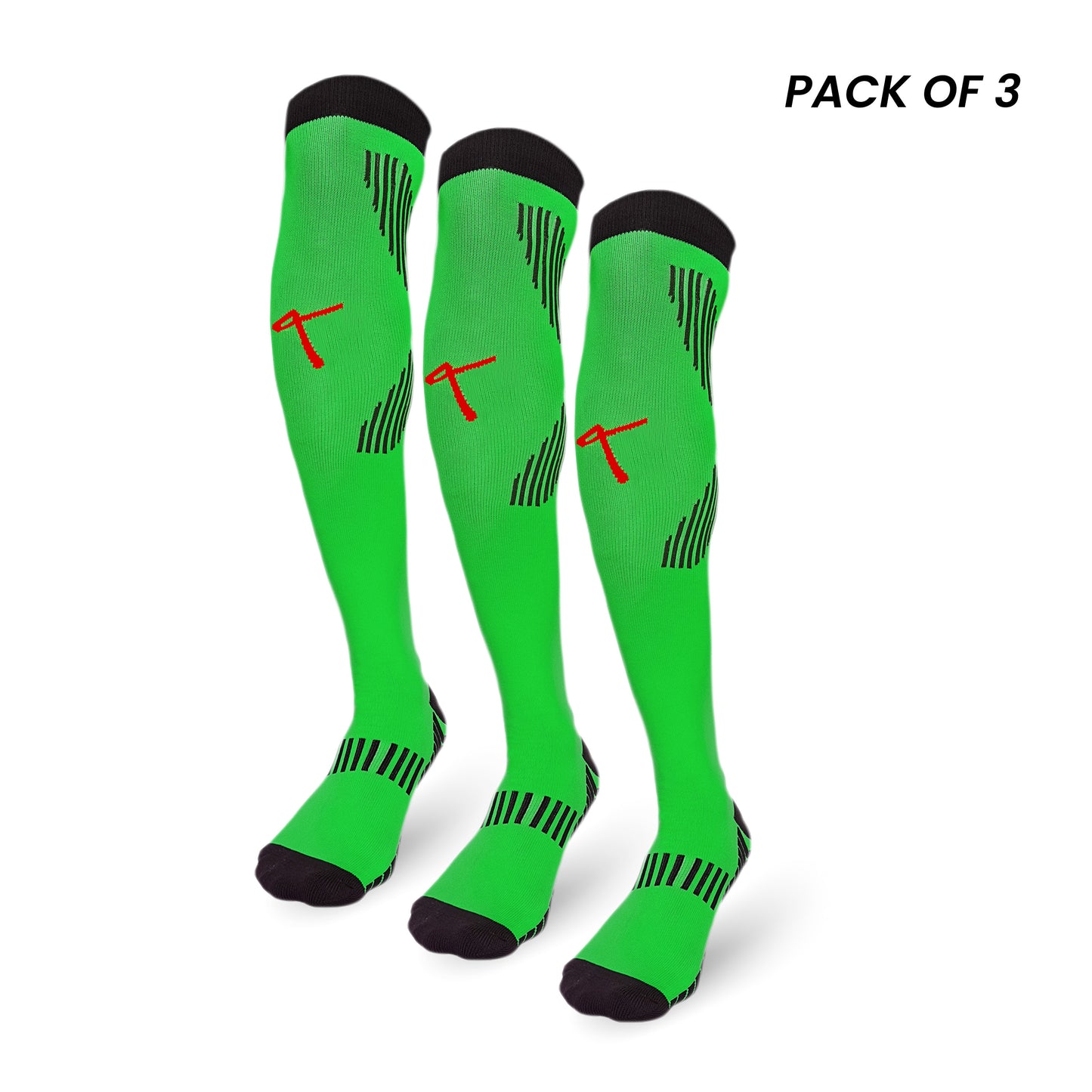 Pack of 3 - Green | X Series Performance Football Socks Knee High Length