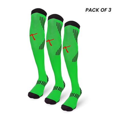Pack of 3 - Green | X Series Performance Football Socks Knee High Length