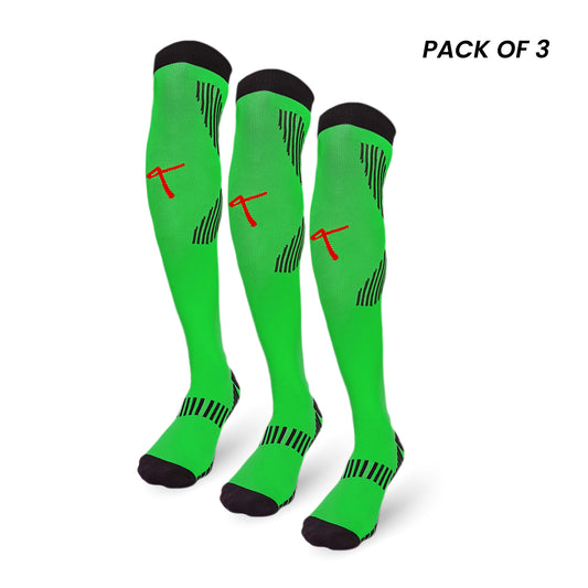 Pack of 3 - Green | X Series Performance Football Socks Knee High Length