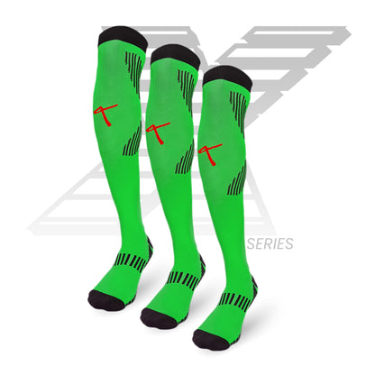Pack of 3 - Green | X Series Performance Football Socks Knee High Length