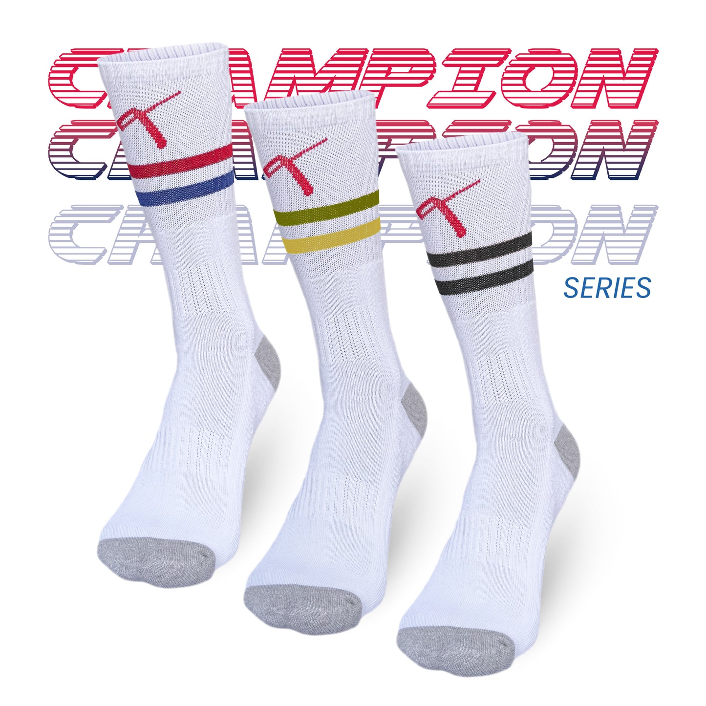 Pack of 3 - Multicoloured | Champion Series Performance Tennis Socks Crew Length