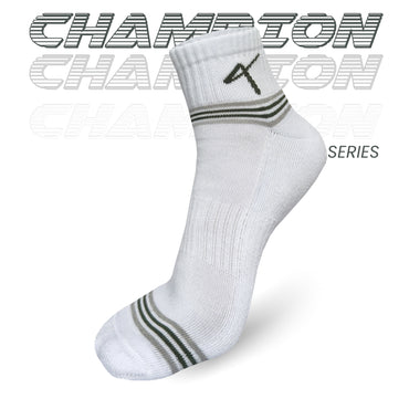 Series name of the Triumphant Sports Specialised Activewear Socks Champion Series Ankle Length White Green