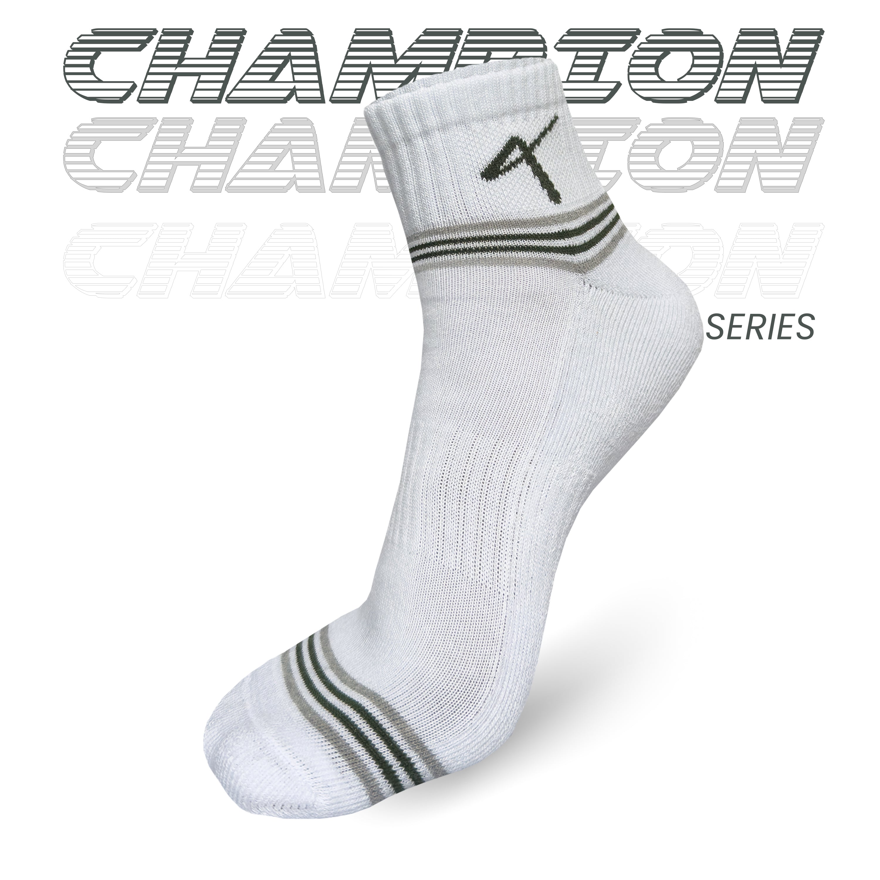 Series name of the Triumphant Sports Specialised Activewear Socks Champion Series Ankle Length White Green