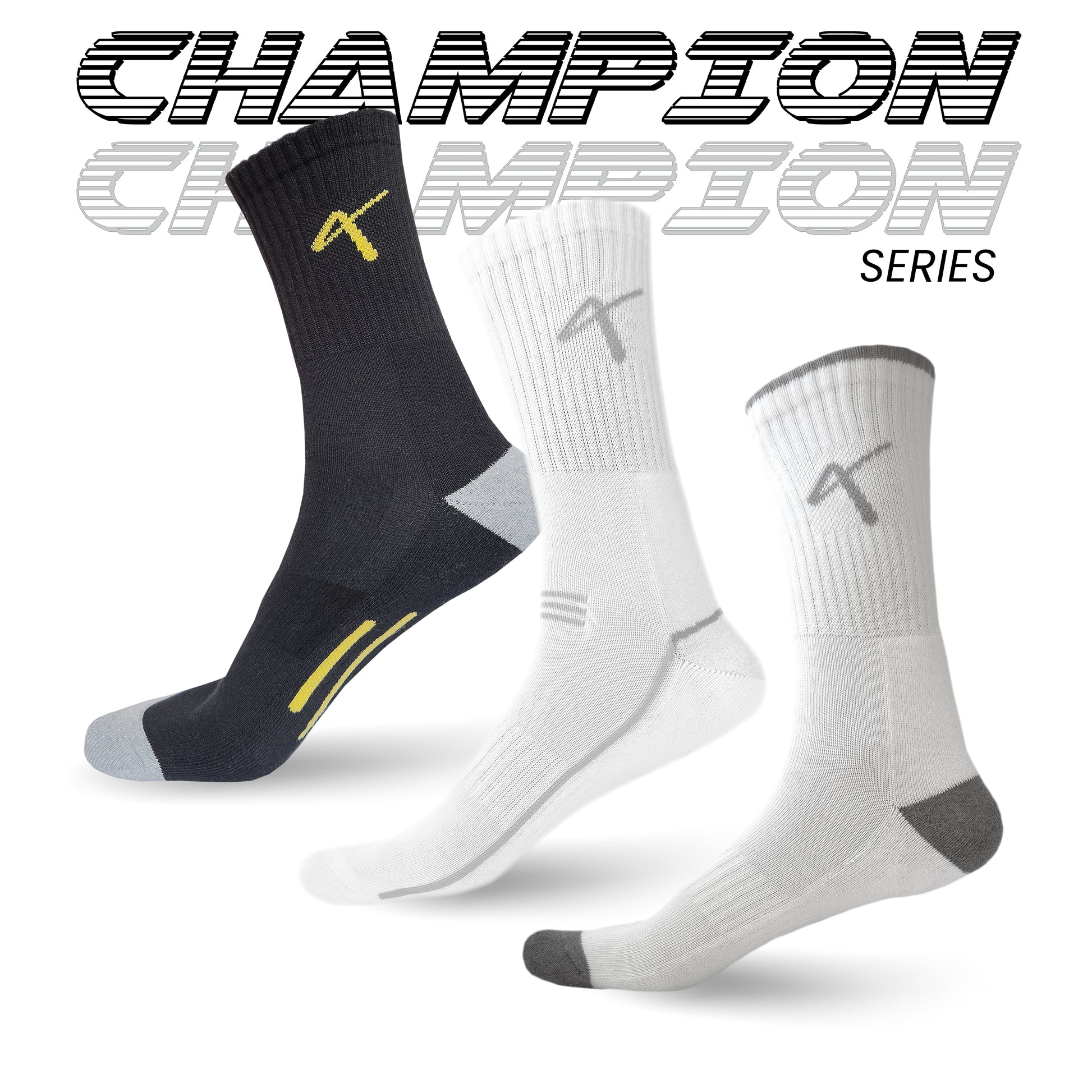 Pack fo 3 Mulricolour series name of the Triumphant sports Champion Series Performance Cricket Socks Crew Length