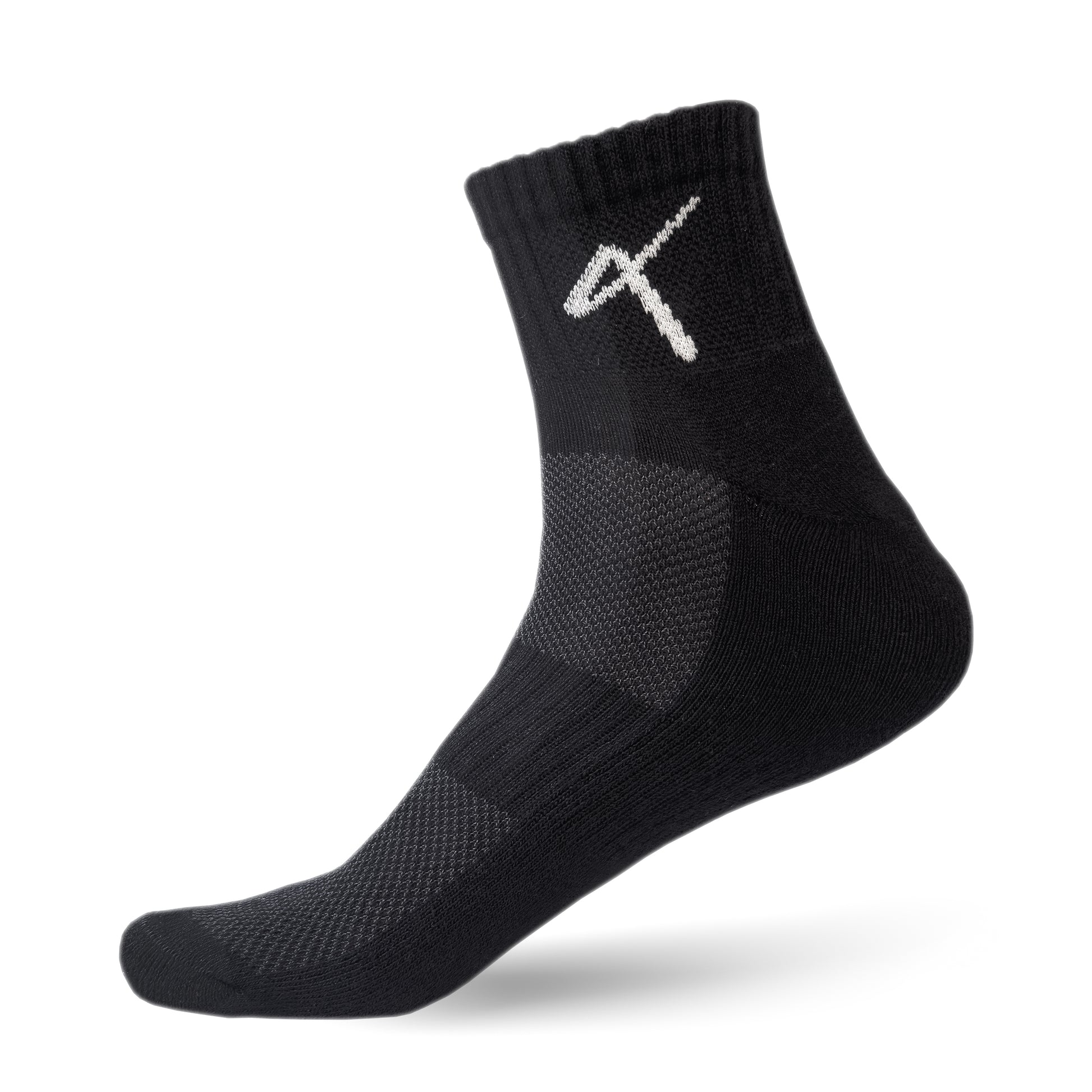 Side view of the Triumphant Sports Specialised Activewear Socks Champion Series Ankle Length Black