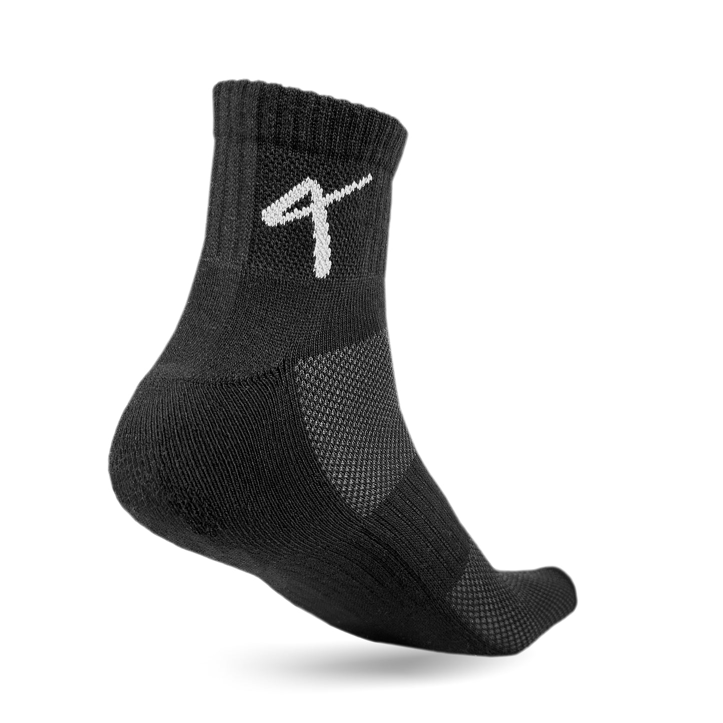 Heel image of the Triumphant Sports Specialised Activewear Socks Champion Series Ankle Length Black