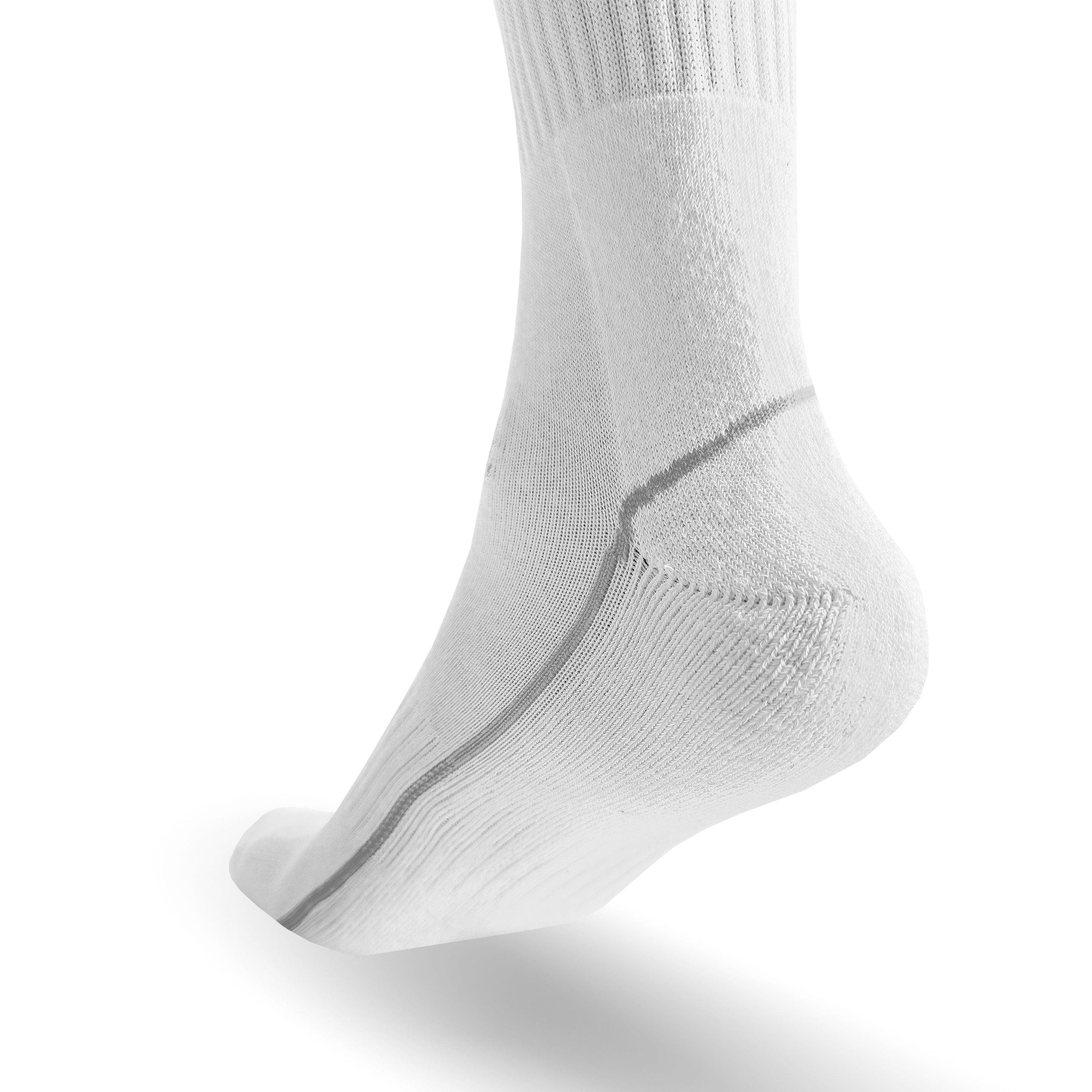 Heel View of the Triumphant sports Champion Series Performance Cricket Socks Crew Length White
