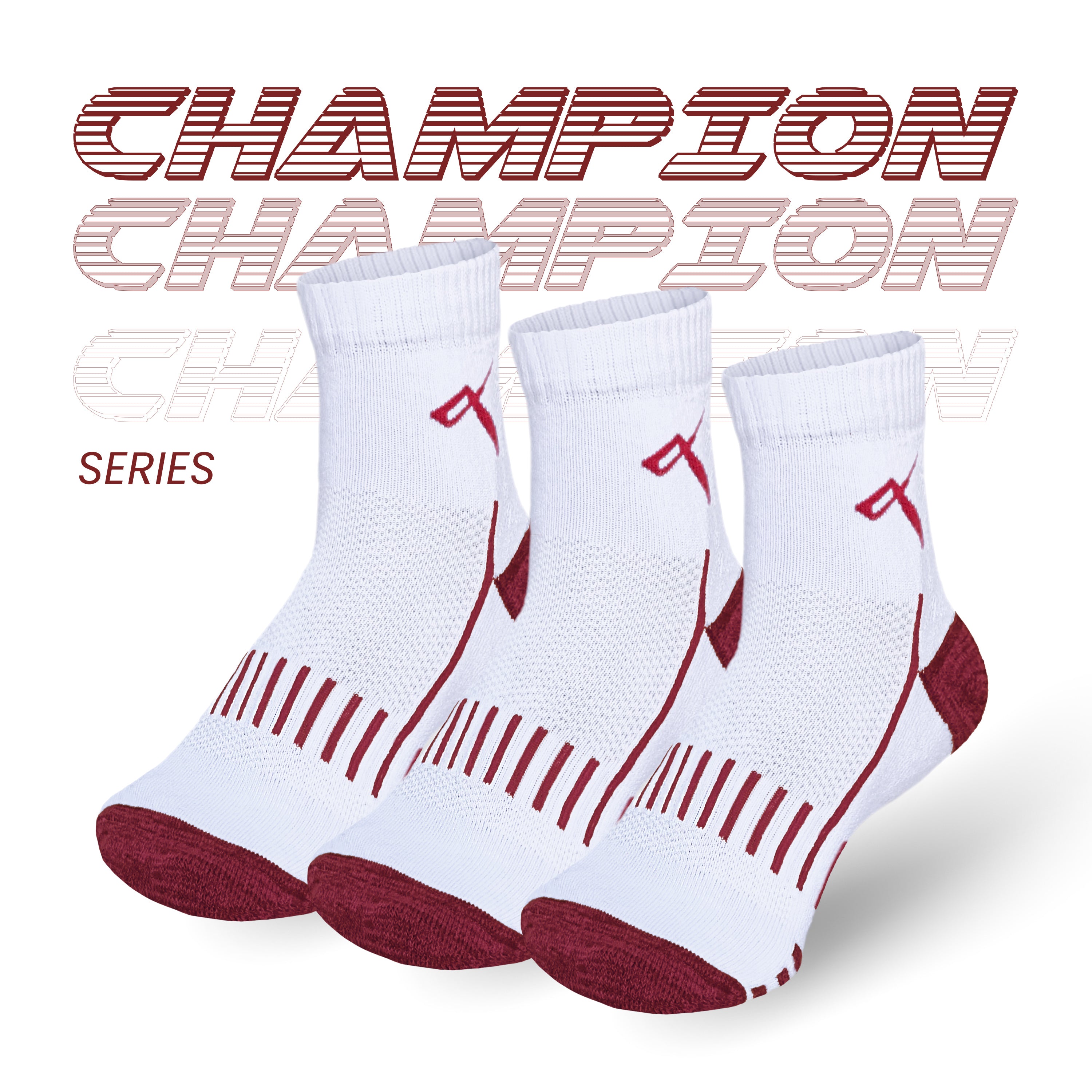 Alternative angle of pack of three badminton ankle socks in mesh design