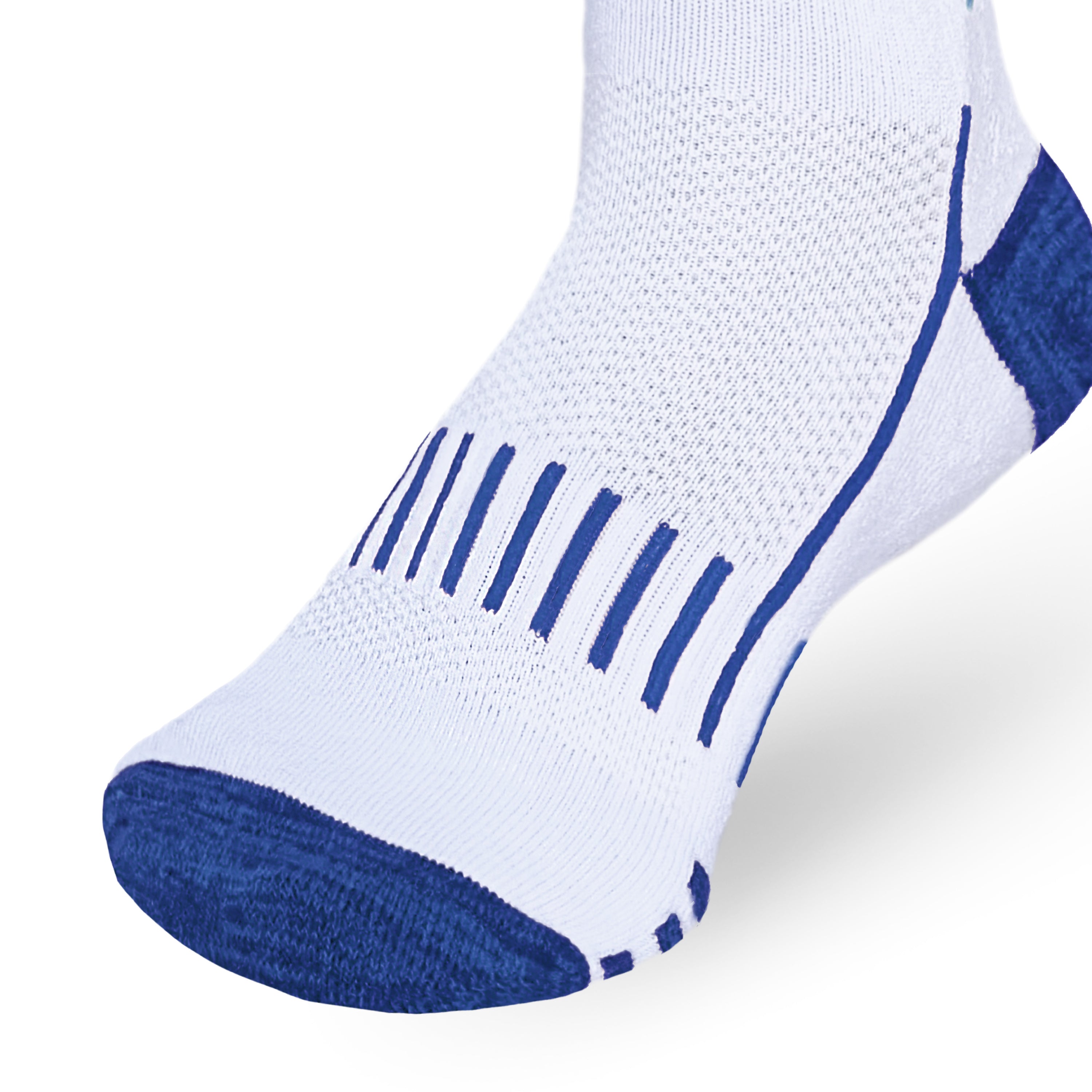 Champion Series Performance Badminton Socks Ankle Length White-Blue Mesh