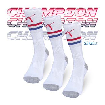 Champion Series performance striped tennis socks pack of 3, crew length sports socks online India
