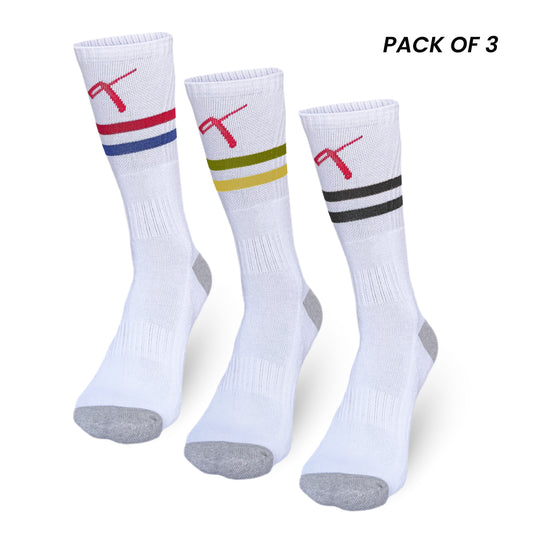Pack of 3 - Multicoloured | Champion Series Performance Tennis Socks Crew Length